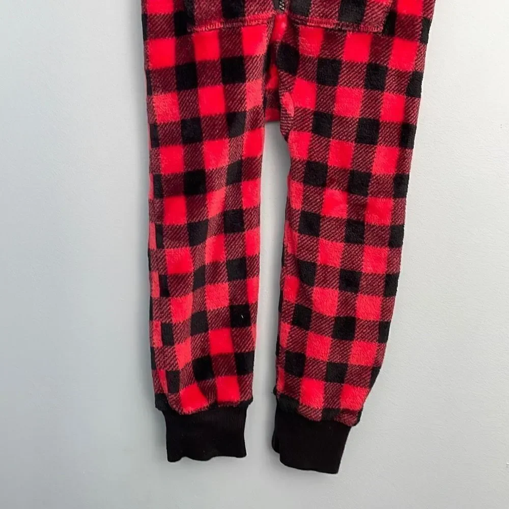 Little Blue House Buffalo Plaid Fleece Hooded Pajamas size 4
